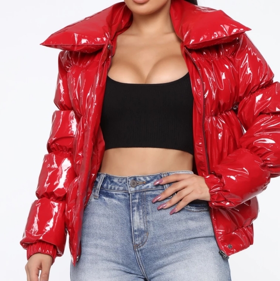 Fashion Nova Jackets & Blazers - Red Fashion Nova Bubble Puffer Jacket